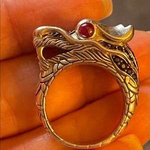 John Hardy NAGA RUBY, BLACK SAPPHIRE& SILVER ring.